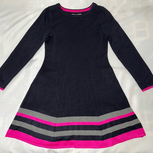 J Howard Sweater Dress Navy blue and pink size large - Picture 1 of 6